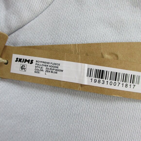 SKIMS Boyfriend Fleece Pullover Hoodie Womens Large Zen Blue Sweatshirt NWT NEW - Picture 6 of 9